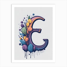 Colorful Letter E Illustration 33 Art Print