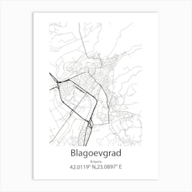 Blagoevgrad,Bulgaria Minimalist Map Art Print