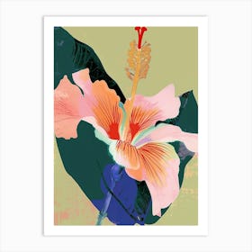 Colourful Flower Illustration Hibiscus 1 Art Print