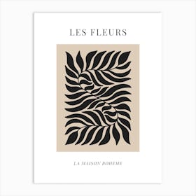 Beige & Black Les Fleurs 1 Art Print