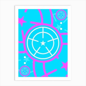 Geometric Glyph in White and Bubblegum Pink and Candy Blue n.0012 Art Print