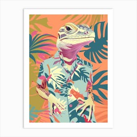 Lizard In A Floral Shirt Modern Colourful Abstract Illustration 1 Art Print