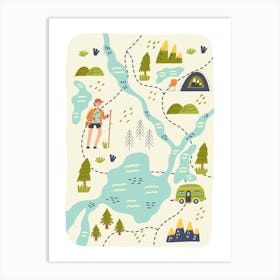 Hiking Adventure Map Art Print