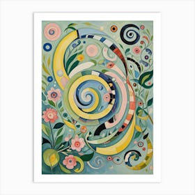 Colourful Pastel Swirls Art Print