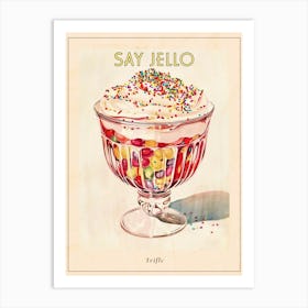 Retro Trifle With Rainbow Sprinkles Vintage Cookbook Inspired 4 Poster Art Print