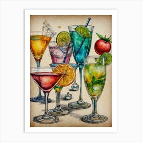 Watercolor Cocktail Painting 2 Art Print