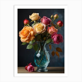 Roses In A Vase Art Print