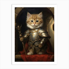 Cute Cat In Medieval Armour 2 Art Print