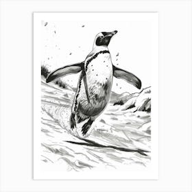 King Penguin Sliding On Ice 3 Art Print