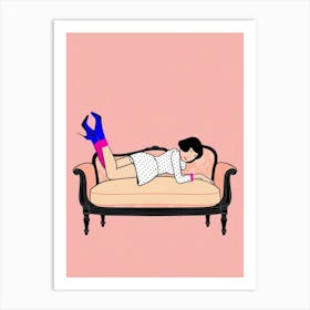 Woman Laying On A Couch 1 Art Print