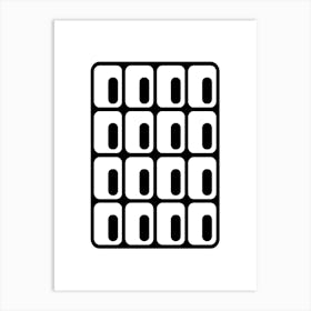 Brutalist Window Eye Architecture Big Border Black on White Art Print