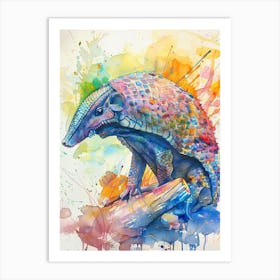 Armadillo Colourful Watercolour 3 Art Print