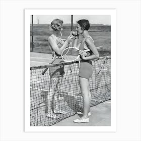 Two Women Playing Tennis Art Print