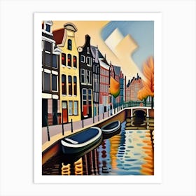 Cubism Amsterdam Canal Scene 1 Art Print