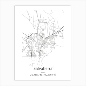 Salvatierra De Mino,Spain Minimalist Map Art Print