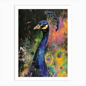 Peacock Brushstrokes 1 Art Print