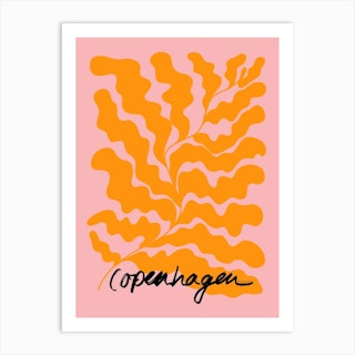 Copenhagen Leaf Pink Orange Art Print