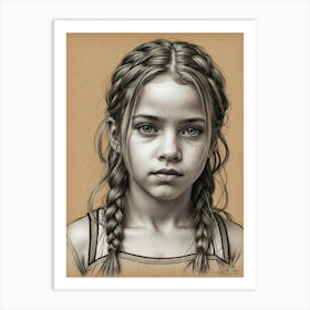 Little Girl With Braids Art Print