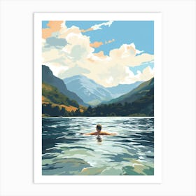 Wild Swimming At Lake District Cumbria Art Print