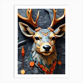 Deer Head mozaik Art Print