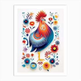 Scandinavian Bird Illustration Chicken 6 Art Print