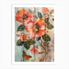 Butterfly And Flowers 9 Art Print