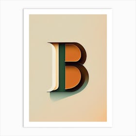 B, Letter, Alphabet Retro Minimal 10 Art Print