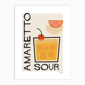 Amaretto Sour Retro Cocktail  Neutral Art Print
