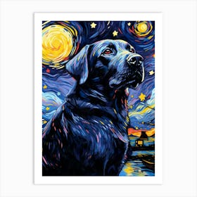 Labrador Starry Night Dog Portrait Art Print