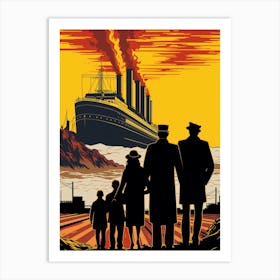 Titanic Family Boarding Pop Art 4 Art Print