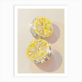 Lemons Glitter Style Poster Glam Kitchen Disco Art Print