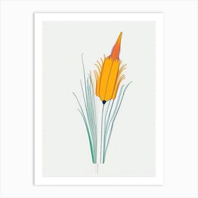 Kniphofia Floral Minimal Line Drawing 1 Flower Art Print