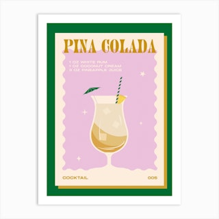 Pina Colada Green & Pink Art Print