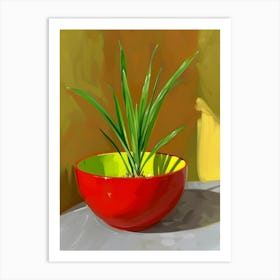 Red Bowl With Plant Art Print