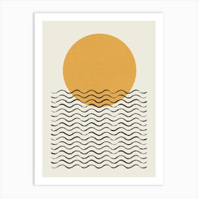 Ocean Wave Sun - Minimalist Modern Graphic Abstract Gold Art Print