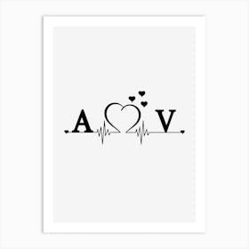 Personalized Couple Name Initial A And V Art Print