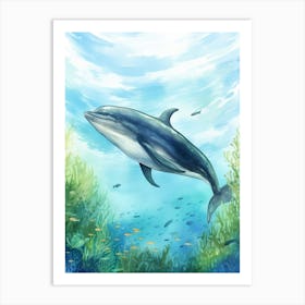 Minke Whale Realistic Illustration 2 Art Print