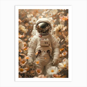 Astronaut In Flowers Art Print