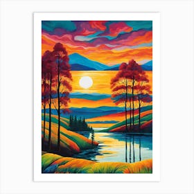 Sunset At The Lake 1 Art Print