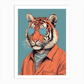 Tiger Illustrations Wearing A Polo Shirt 2 Art Print