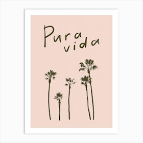 Pura Vida. Minimalist Palms and Quote Art Print