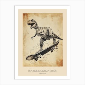 Baryonyx Vintage Dinosaur Poster 3 Art Print