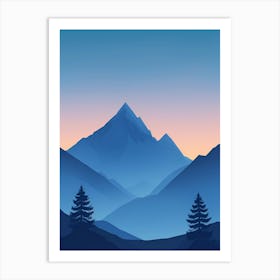 Misty Mountains Vertical Composition In Blue Tone 208 Art Print