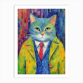 Elegant Whiskers; Cat Inspired Oil Strokes Art Print