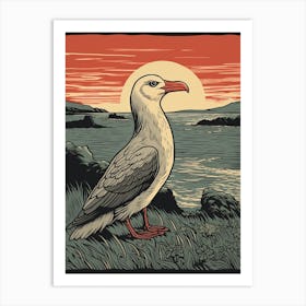 Vintage Bird Linocut Albatross 1 Art Print