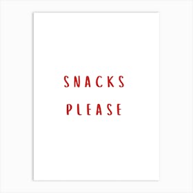 Snacks Please Red Art Print