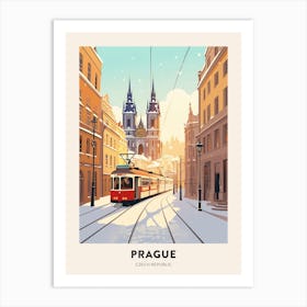 Vintage Winter Travel Poster Prague Czech Republic 3 Art Print