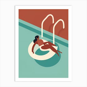 Illustration Of A Woman In A Pool Art Print
