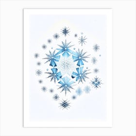 Hexagonal, Snowflakes, Pencil Illustration 3 Art Print