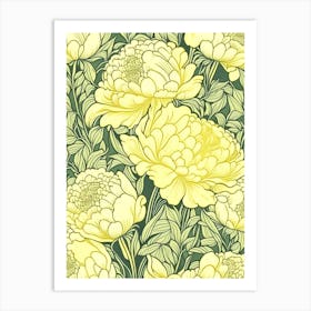 Cottage Gardens Peonies 3 Yellow Drawing Art Print